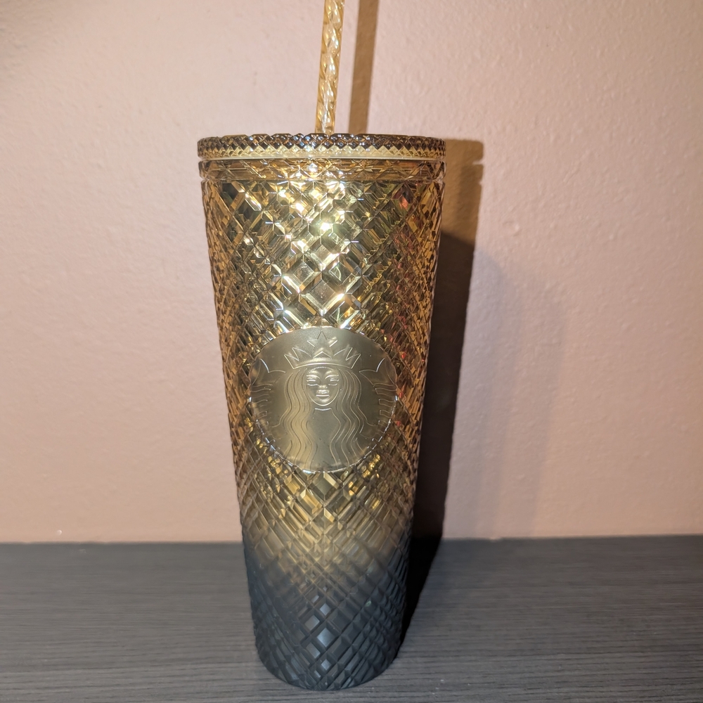 Starbucks Gold and Black Textured Tumbler